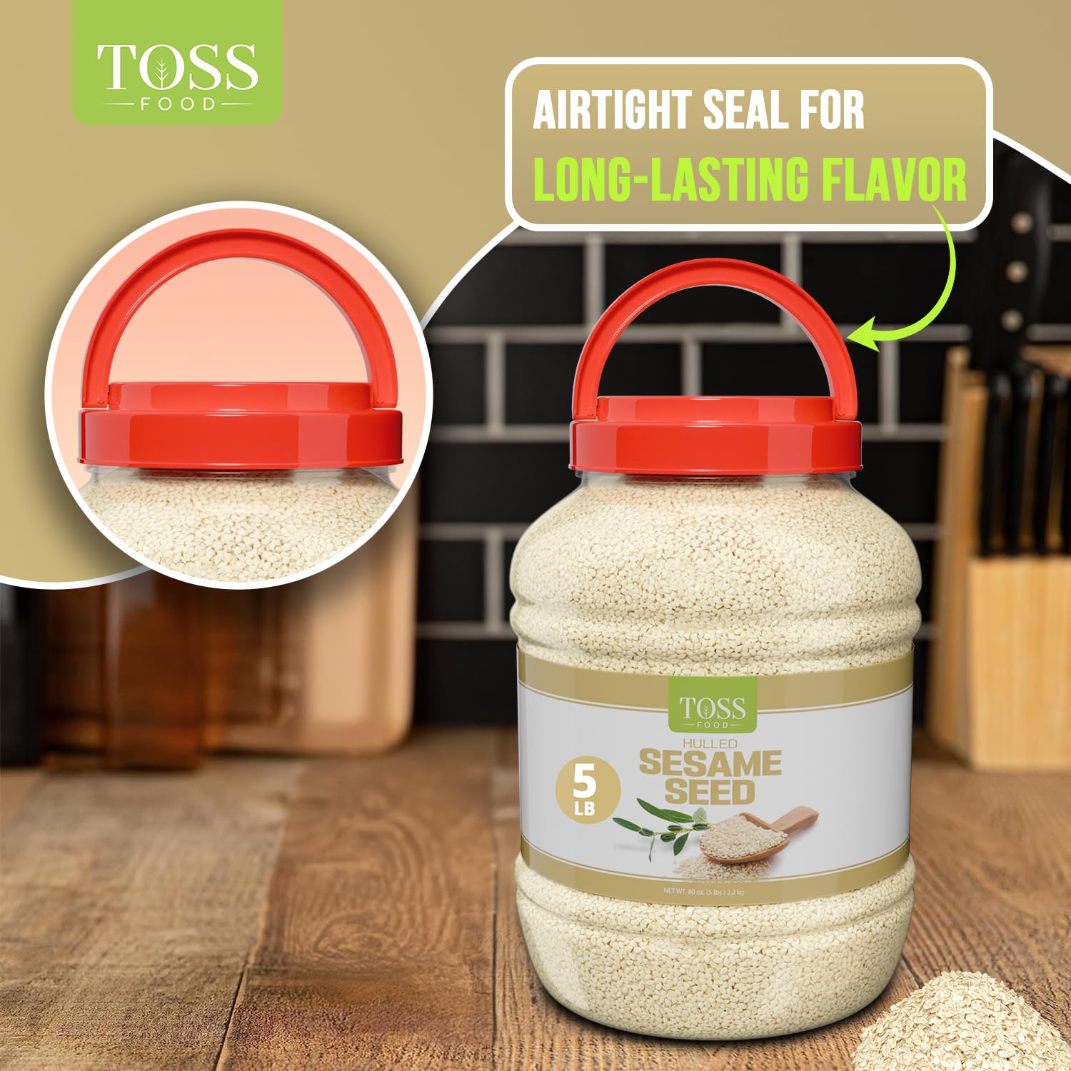 Hulled White Sesame Seeds 5 LB Container W773290
