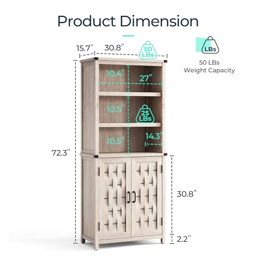 Light Brown 5-Shelf Storage Cabinet with Doors O641