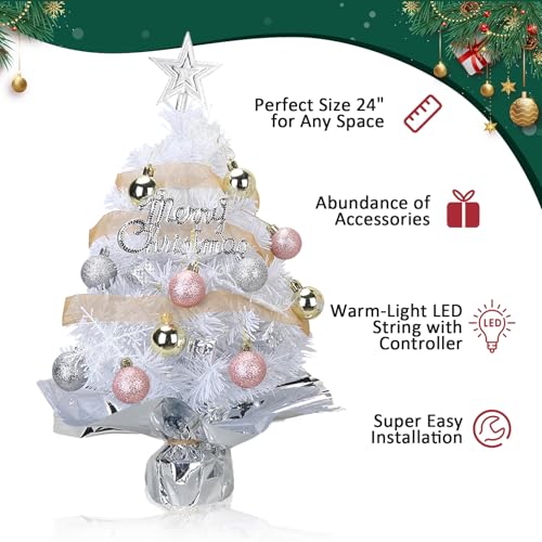 24 Inch Prelit Artificial Christmas Tree with 50 LED Lights N77416
