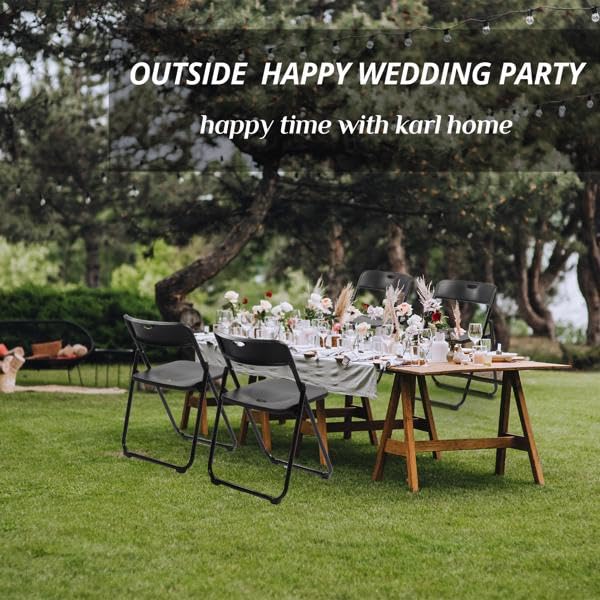 Black 4 Pack Plastic Stackable Folding Chair X25637