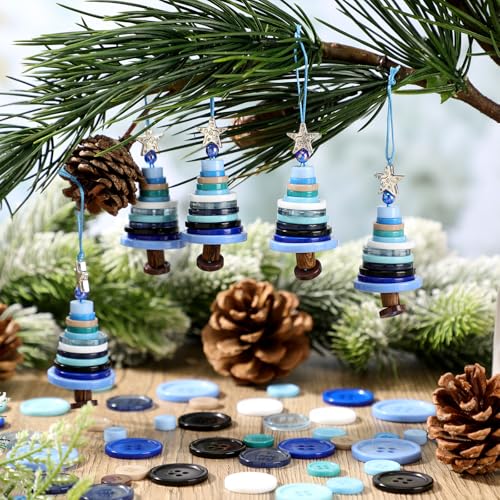 12 Sets Button Christmas Tree Craft Kits Green Q406