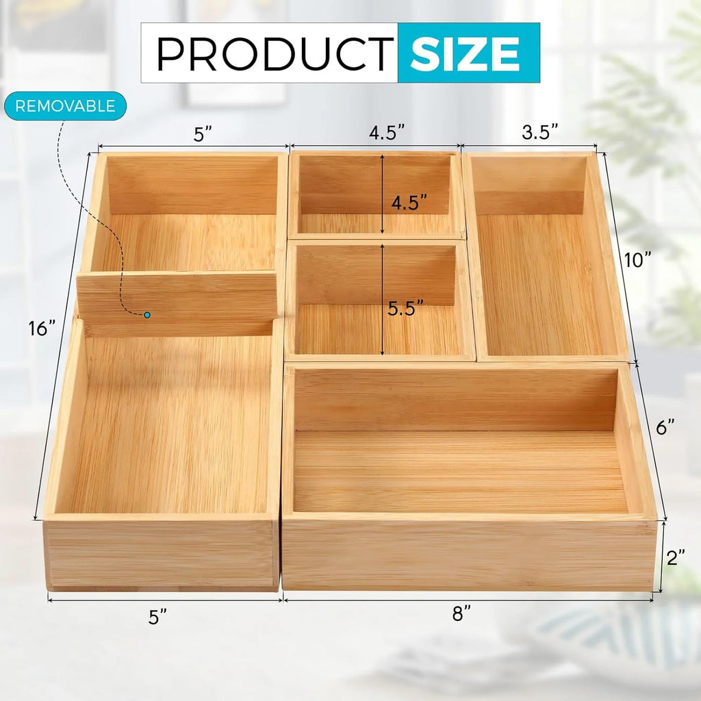 Set of 9 Bamboo Wood Drawer Organizer B1884