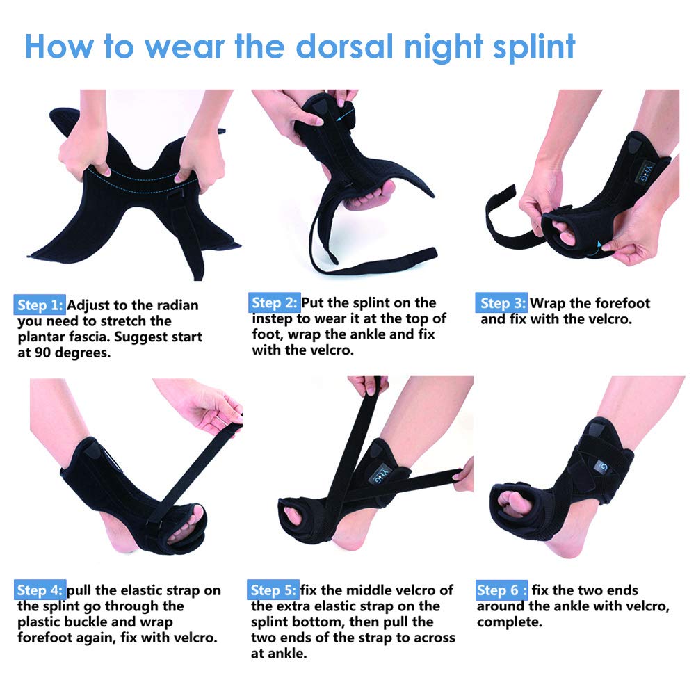 Adjustable Plantar Fasciitis Night Splint Orthotic Brace with Spiky Massage Ball W961542