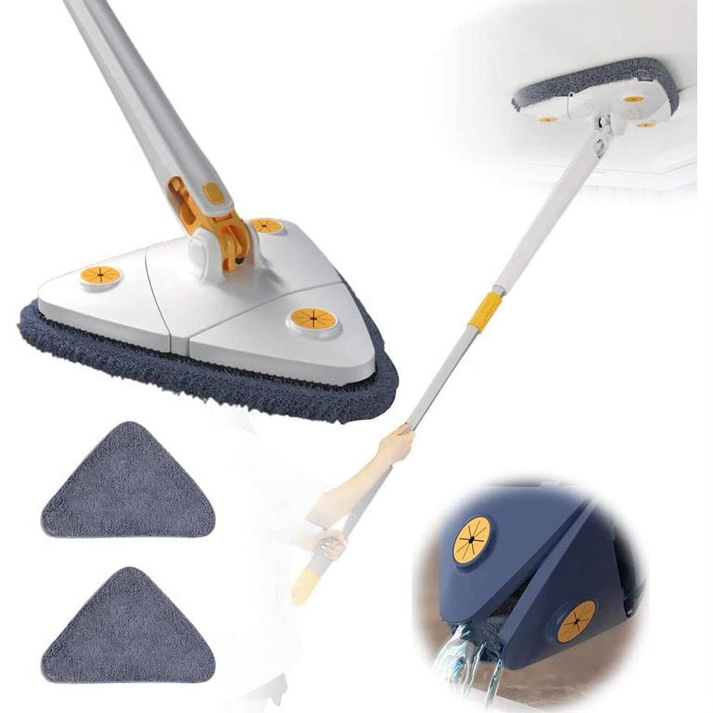 360° Adjustable Rotatable Triangle Cleaning Mop with Push-Pull Squeezing, Dry & Wet Mop N378