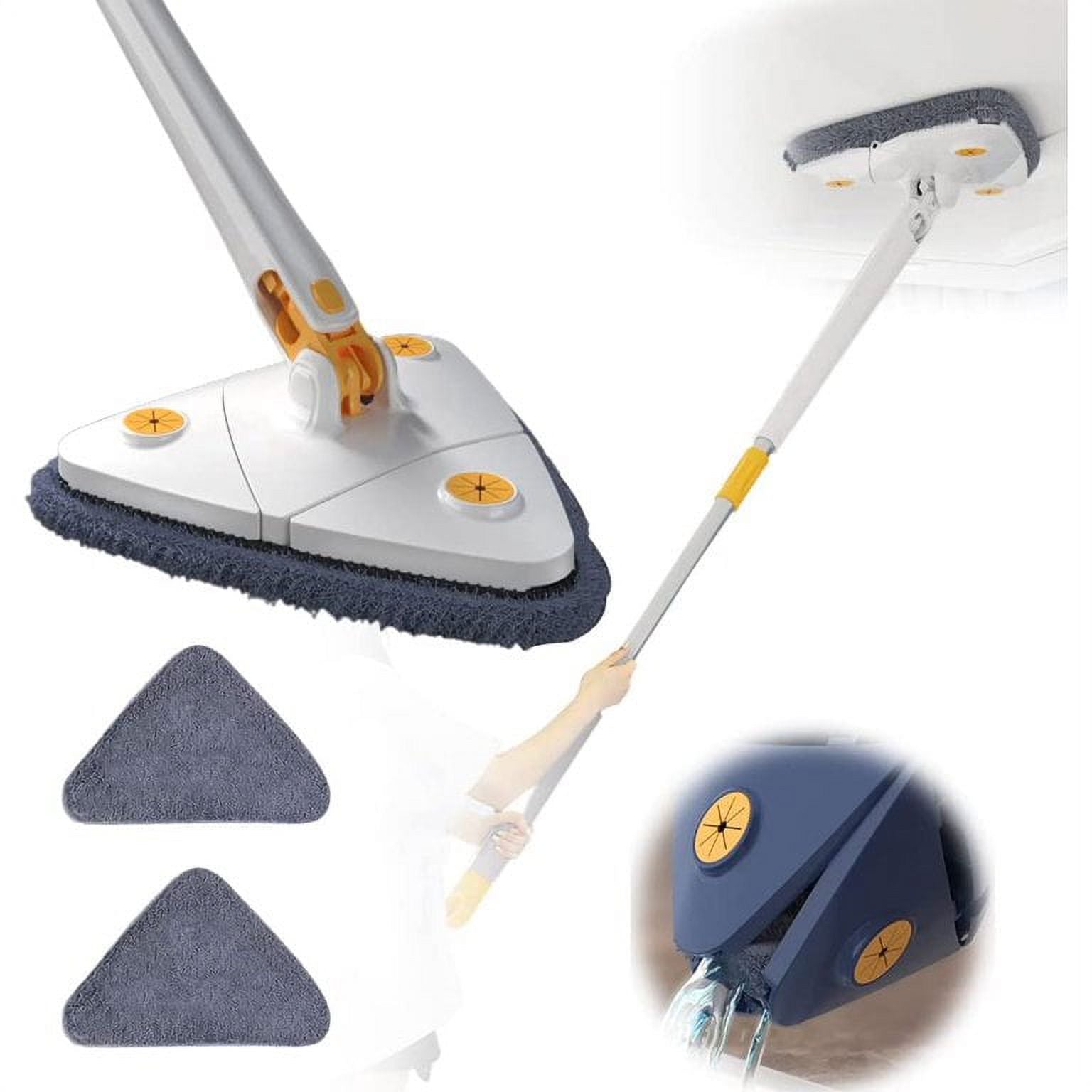 360° Adjustable Rotatable Triangle Cleaning Mop with Push-Pull Squeezing, Dry & Wet Mop N378