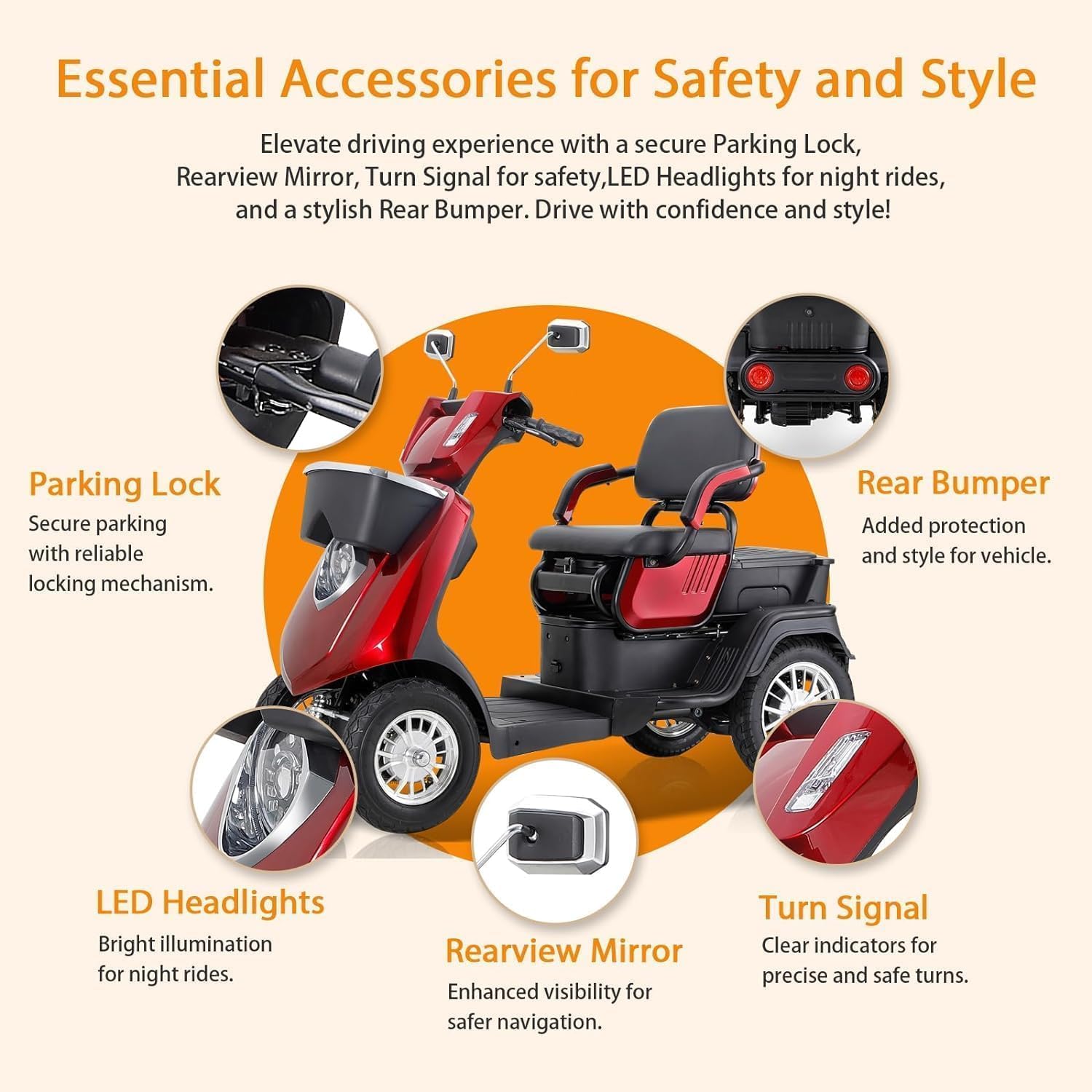 Red 4 Wheel Mobility Scooter Y8842