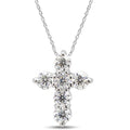 1/2 Carat Round Cut Lab Created Moissanite Diamond Cross Pendant Necklace In 14K Gold Over Sterling Silver With 18" Chain T146