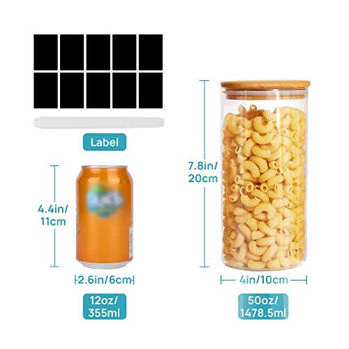 Set of 3 Glass Food Storage Jars with Airtight Bamboo Wooden Lids L91663