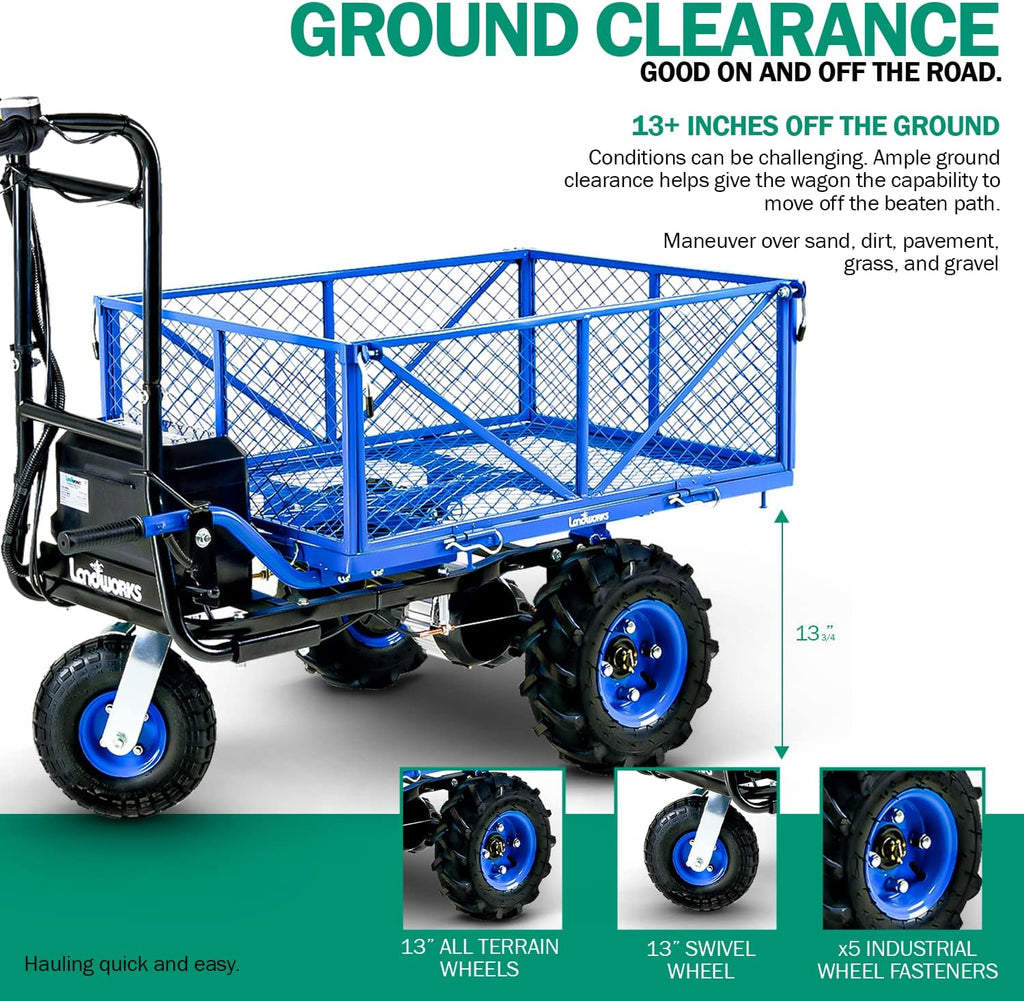 Utility Service Cart Wheelbarrow Electric 48V DC Li-Ion Battery Powered 500LBS Load I3707