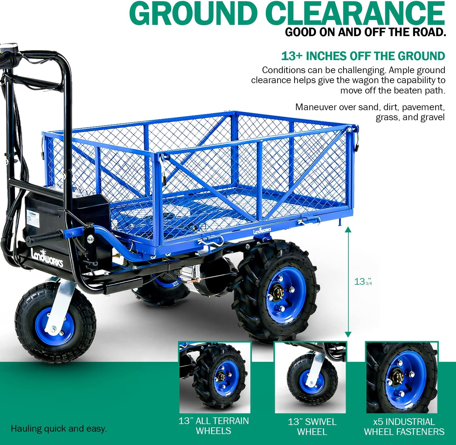 Utility Service Cart Wheelbarrow Electric 48V DC Li-Ion Battery Powered 500LBS Load I3707