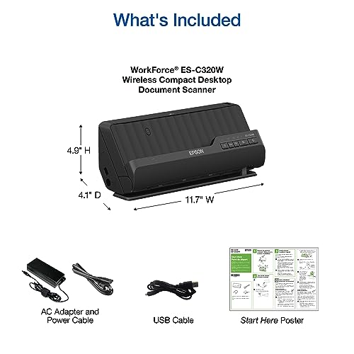 Wireless Compact Desktop Document Scanner with Auto Document Feeder D42194