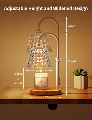 Candle Warmer Lamp with Timer, Adjustable Height, 2 Bulbs, 4 Levels Dimmable P80580