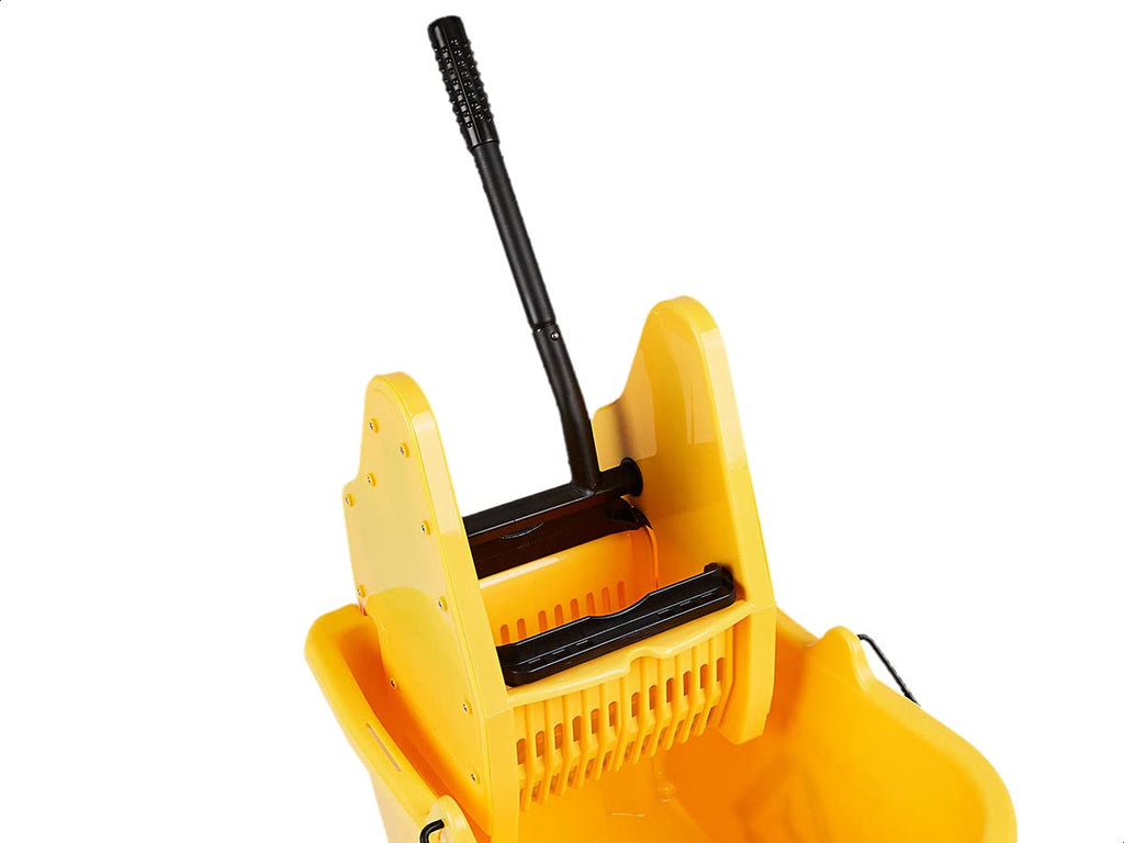 Rectangular Mop Bucket and Down Press Wringer Combo, 35-Quart, Yellow I405