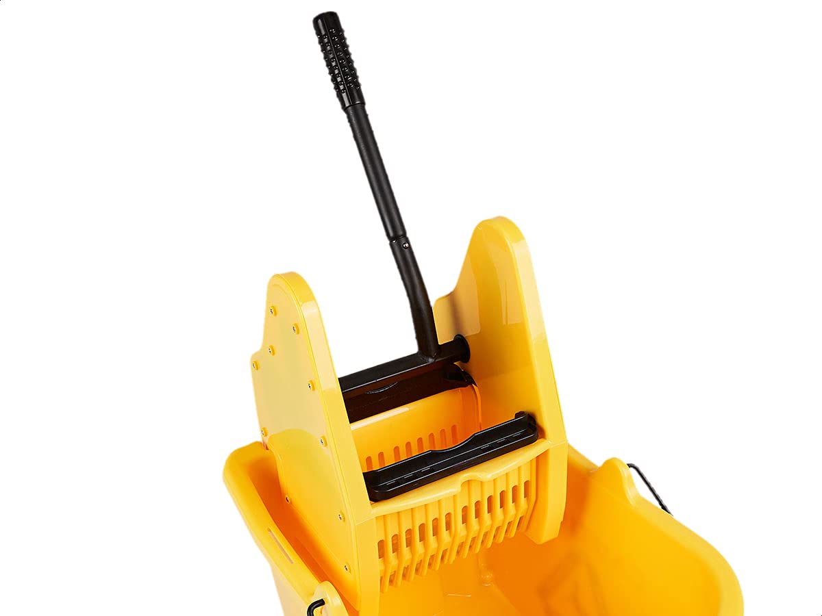 Rectangular Mop Bucket and Down Press Wringer Combo, 35-Quart, Yellow I405