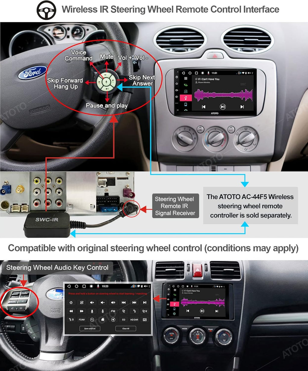 7inch Double-DIN Android Car Stereo with Wireless CarPlay W298754