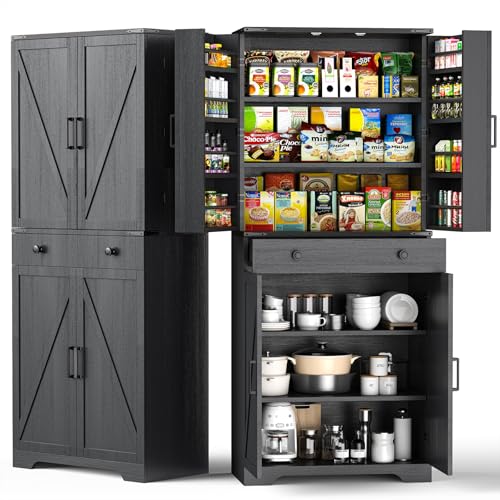 Brown 72" Tall Storage Cabinet with 6 Adjustable Shelves V710