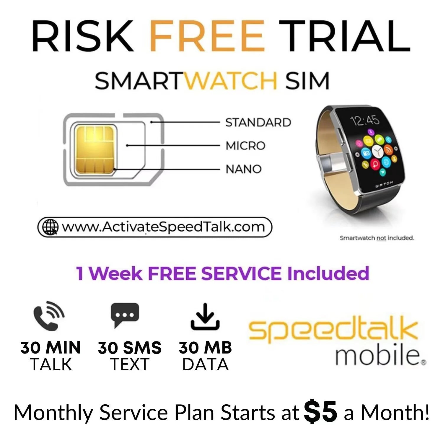Black Smart Watch with 4G SIM GPS Video Call Pedometer C800513