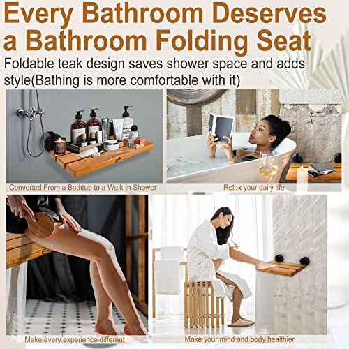 20" Wall Mounted Folding Teak Shower Seat Bench K7094