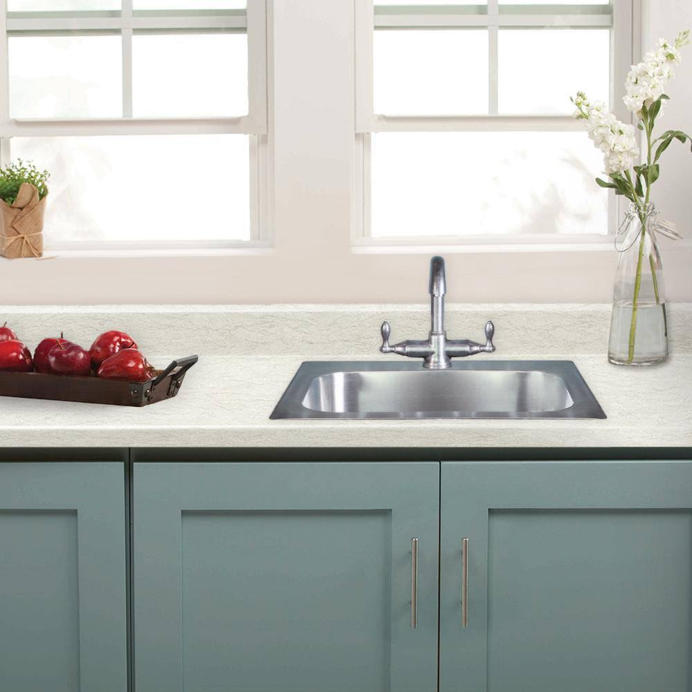 8 ft. White Cascade Laminate Countertop with Integrated Backsplash M4862