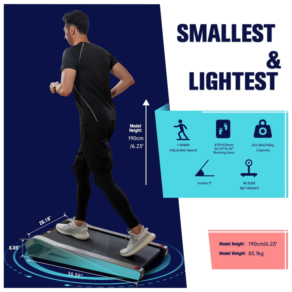 2.0HP 5° Incline Under Desk Electric Treadmill P148043