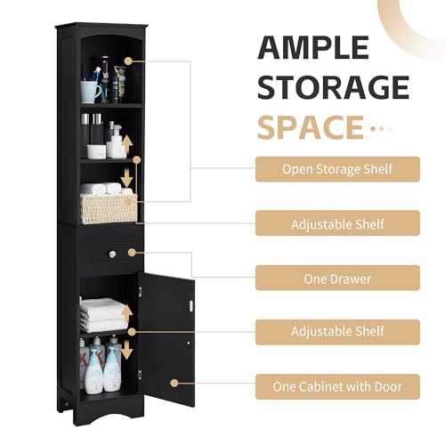 Grey Tall Bathroom Cabinet with Door and Adjustable Shelf U291962