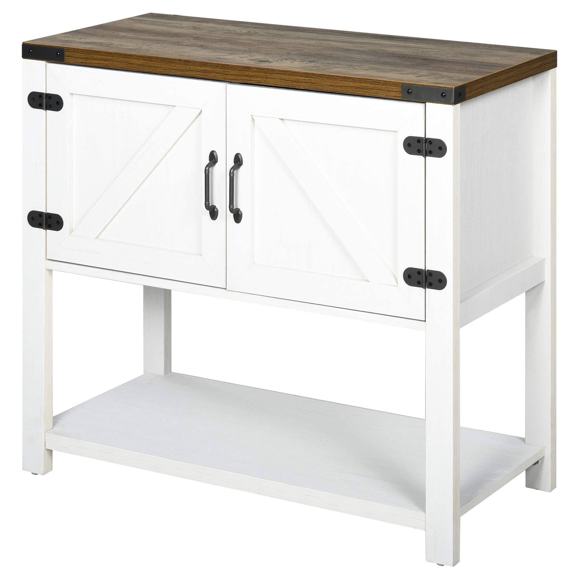 White 2-Door Storage Cabinet with Bottom Shelf Z866