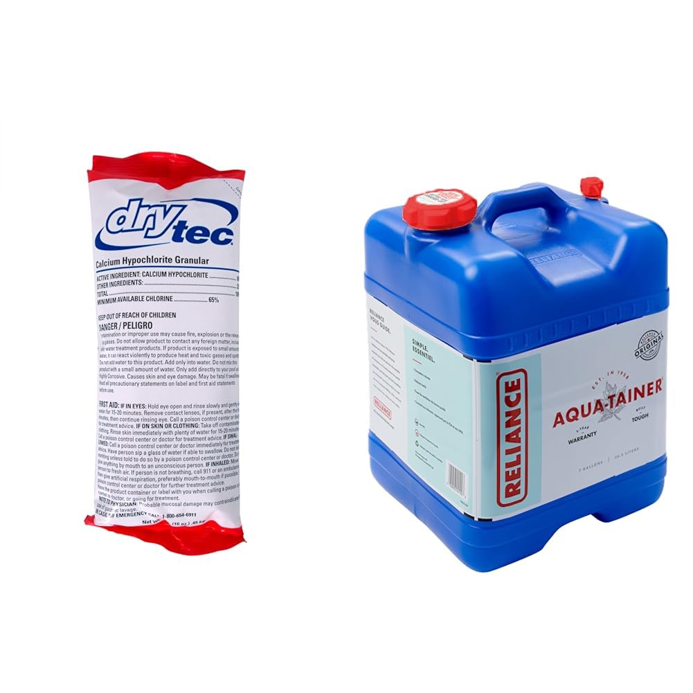 Calcium Hypochlorite Pool Shock, 1-Pound and 7 Gallon Rigid Water Container Bundle Z67186