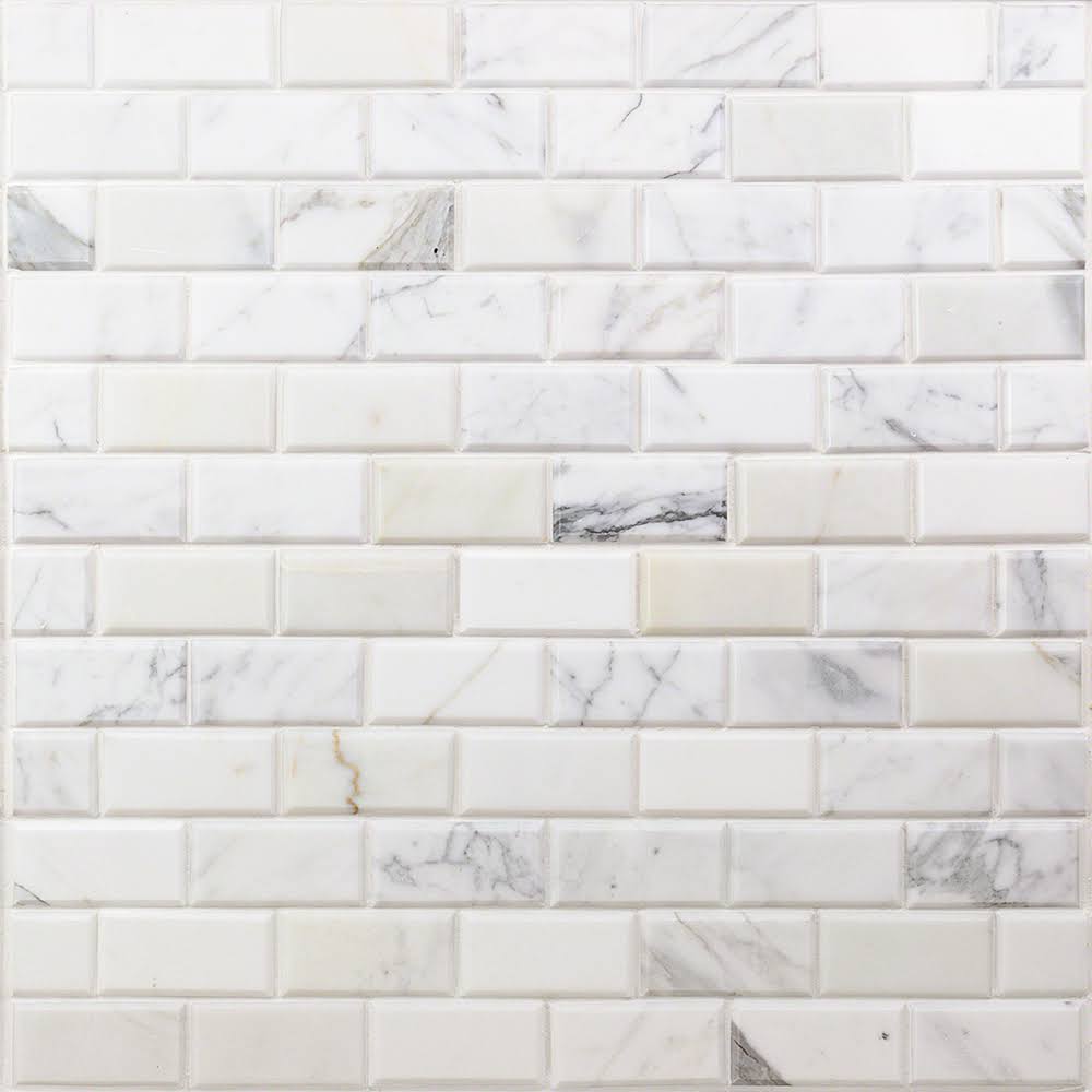 Beveled Marble Mosaic Tile White/Gray B56044