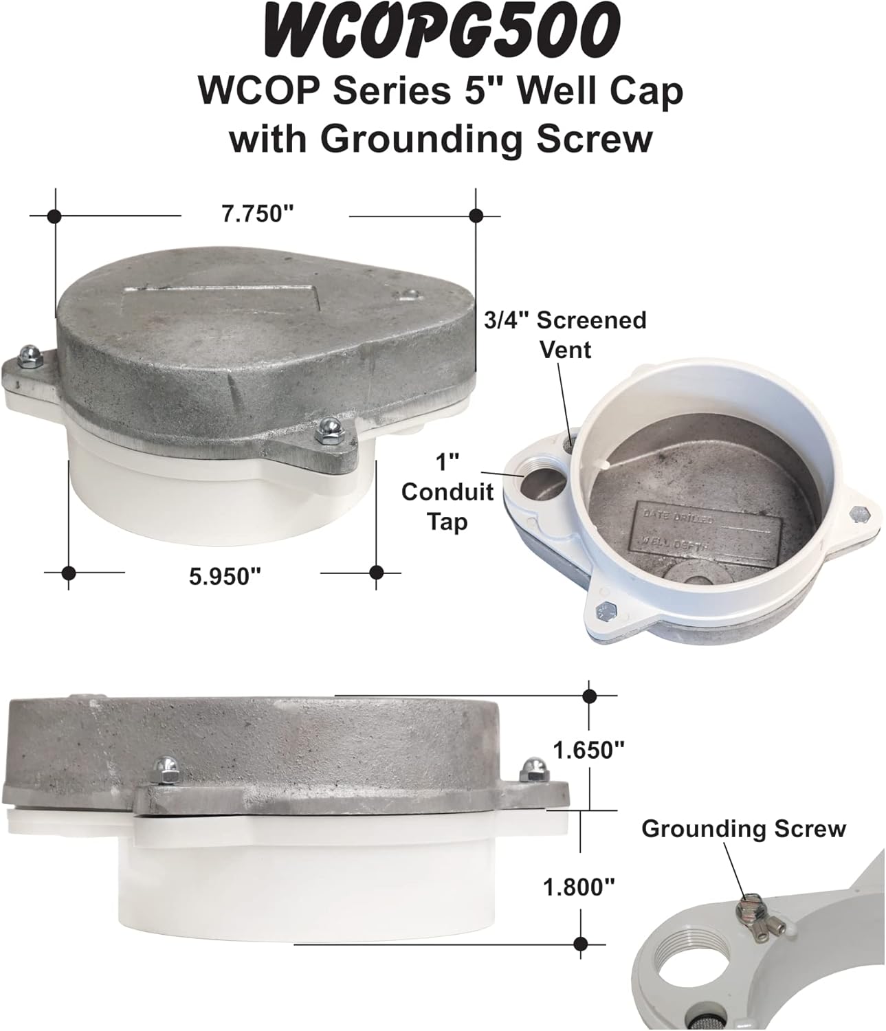 5 Watertight Sanitary Aluminum ABS Well Cap L771
