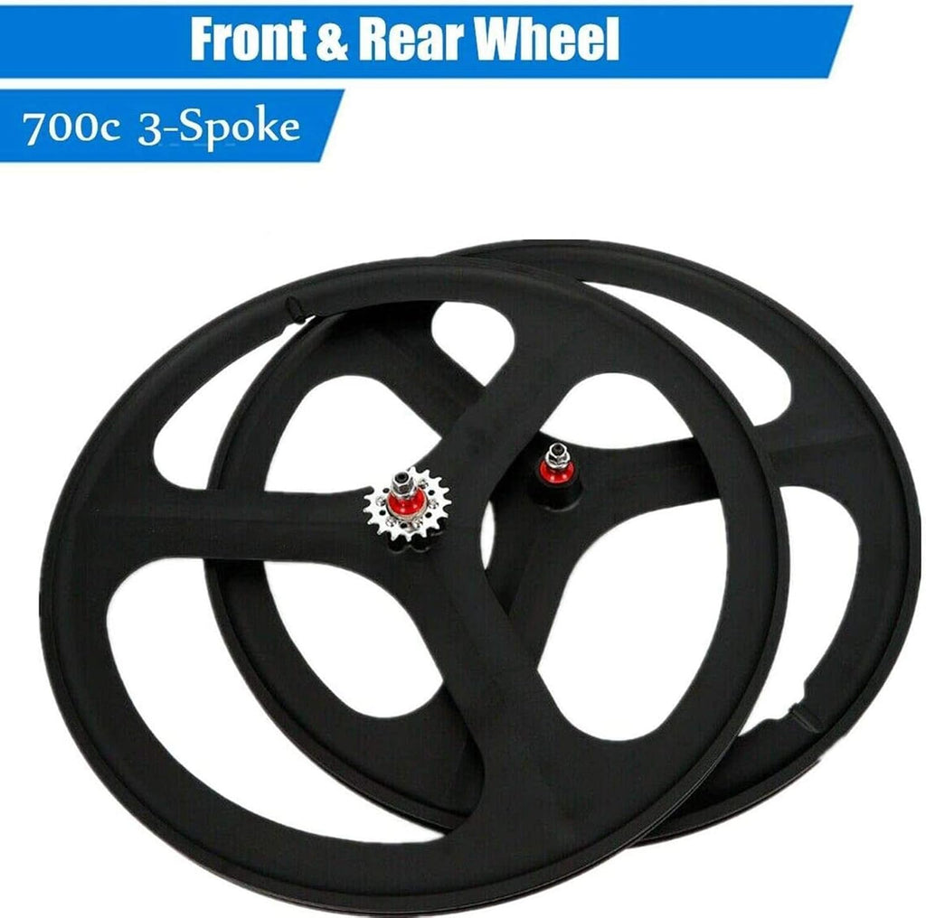 700C 3 Spoke Fixed Gear Bicycle Wheelset White S25701