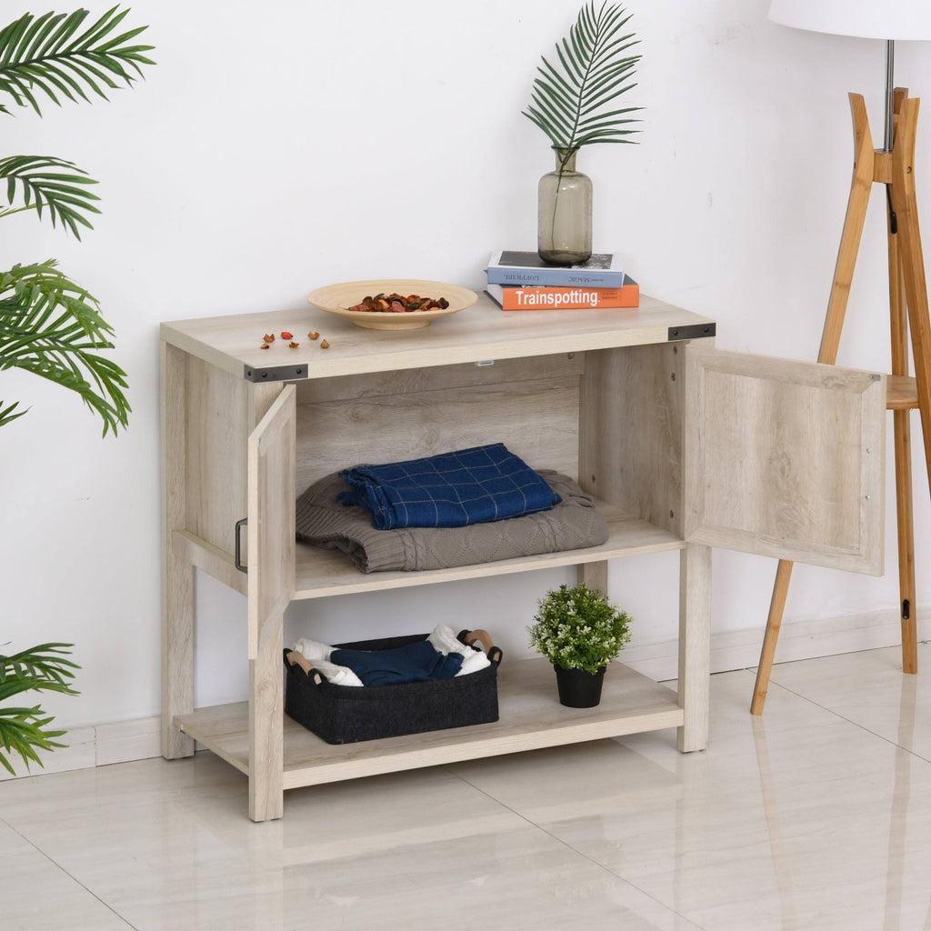 White 2-Door Storage Cabinet with Bottom Shelf Z866