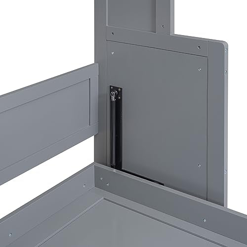 White Queen Size Murphy Bed with Storage Shelves and LED Lights Z8760