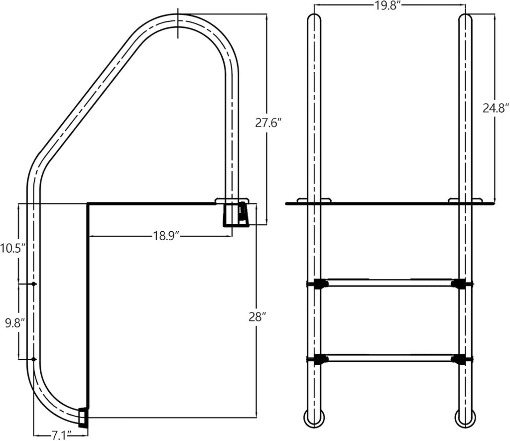 Inground 2-Step Non-Slip Stainless Steel Ladder J342278