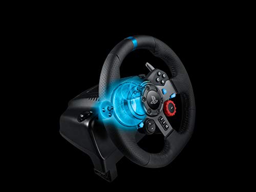 Black Leather Steering Wheel with Floor Pedals V5109