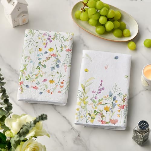 Set of 2 18x26 Inch Floral Christmas Kitchen Towels S118924
