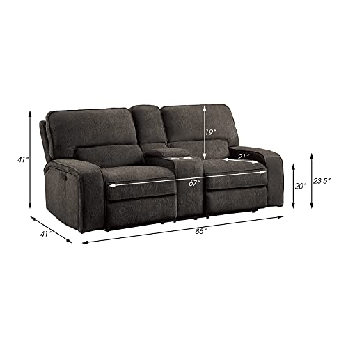 3-Piece Chenille Fabric Manual Reclining Sofa Set, Chocolate W15698