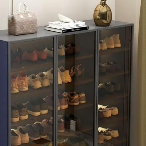 White 6-Tier Shoe Cabinet with Glass Doors R27366