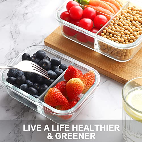 9 Pack Glass Meal Prep Containers with Lids E46389
