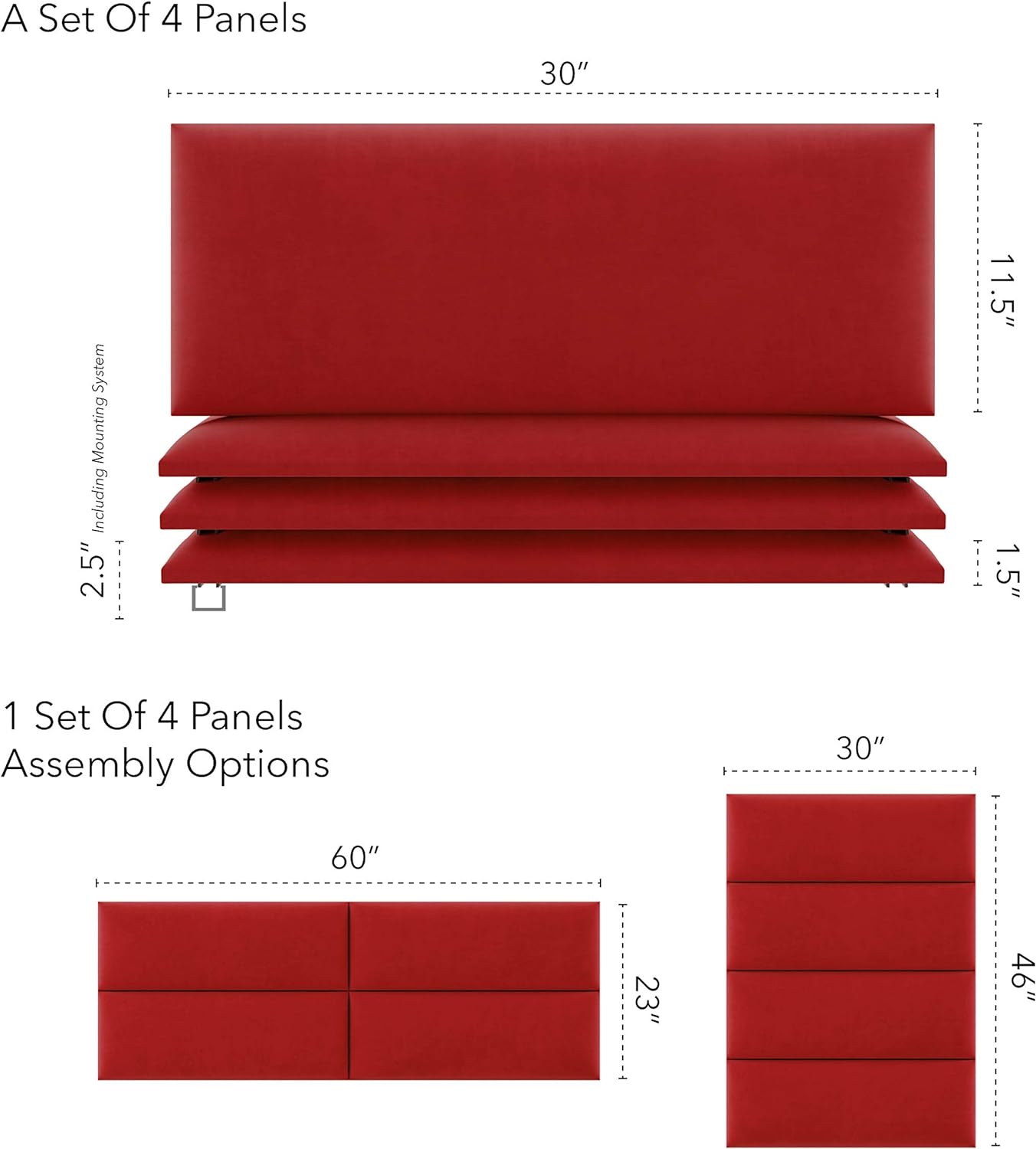 Red Melon Micro Suede Queen/Full Set Of 4 Panels Headboards Q136375