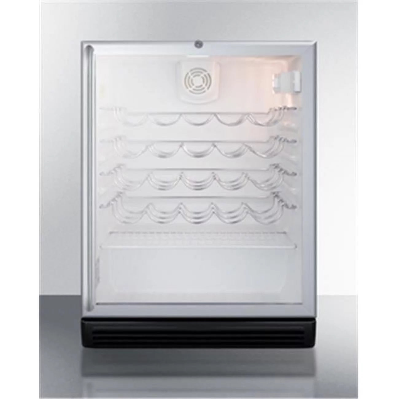 Black wine cellar with glass door L63638