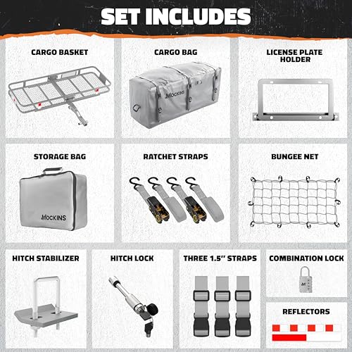 60"x20"x6" Folding Trailer Hitch Cargo Carrier with Waterproof Cargo Bag S122347