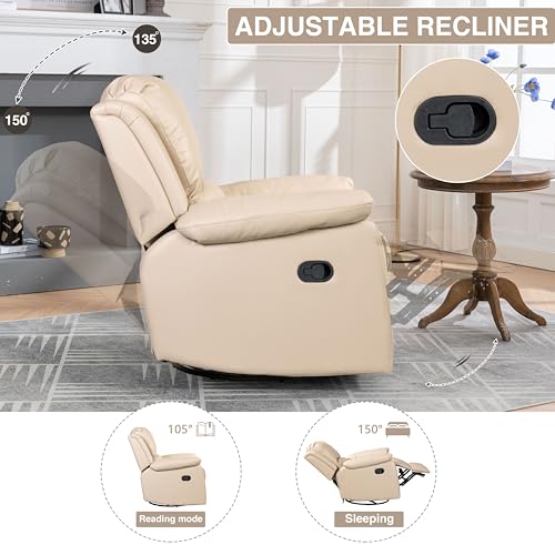 Beige Leather Swivel Recliner Chair M33279