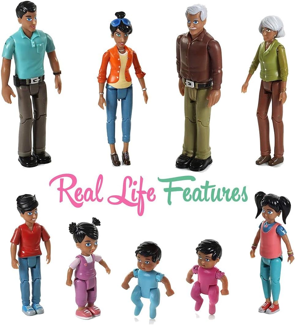 Hispanic Dollhouse People Set of 9 Action Figure Set B9506