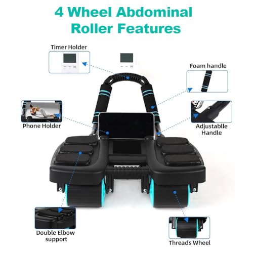 Automatic Rebound Ab Roller Wheel with Elbow Support & 4-Wheel Design V281