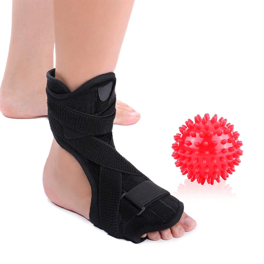 Adjustable Plantar Fasciitis Night Splint Orthotic Brace with Spiky Massage Ball W961542