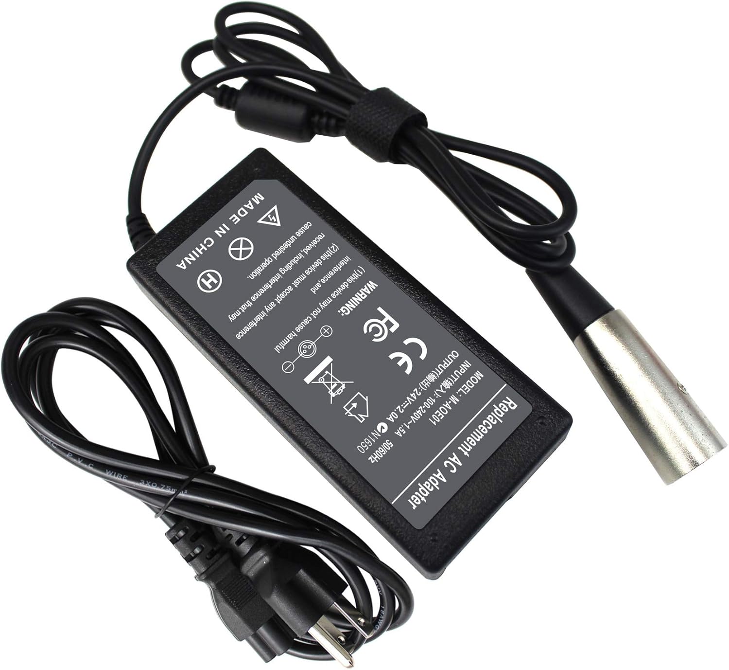 24V 2A Male 3-Pin XLR Scooter Battery Charger G8942