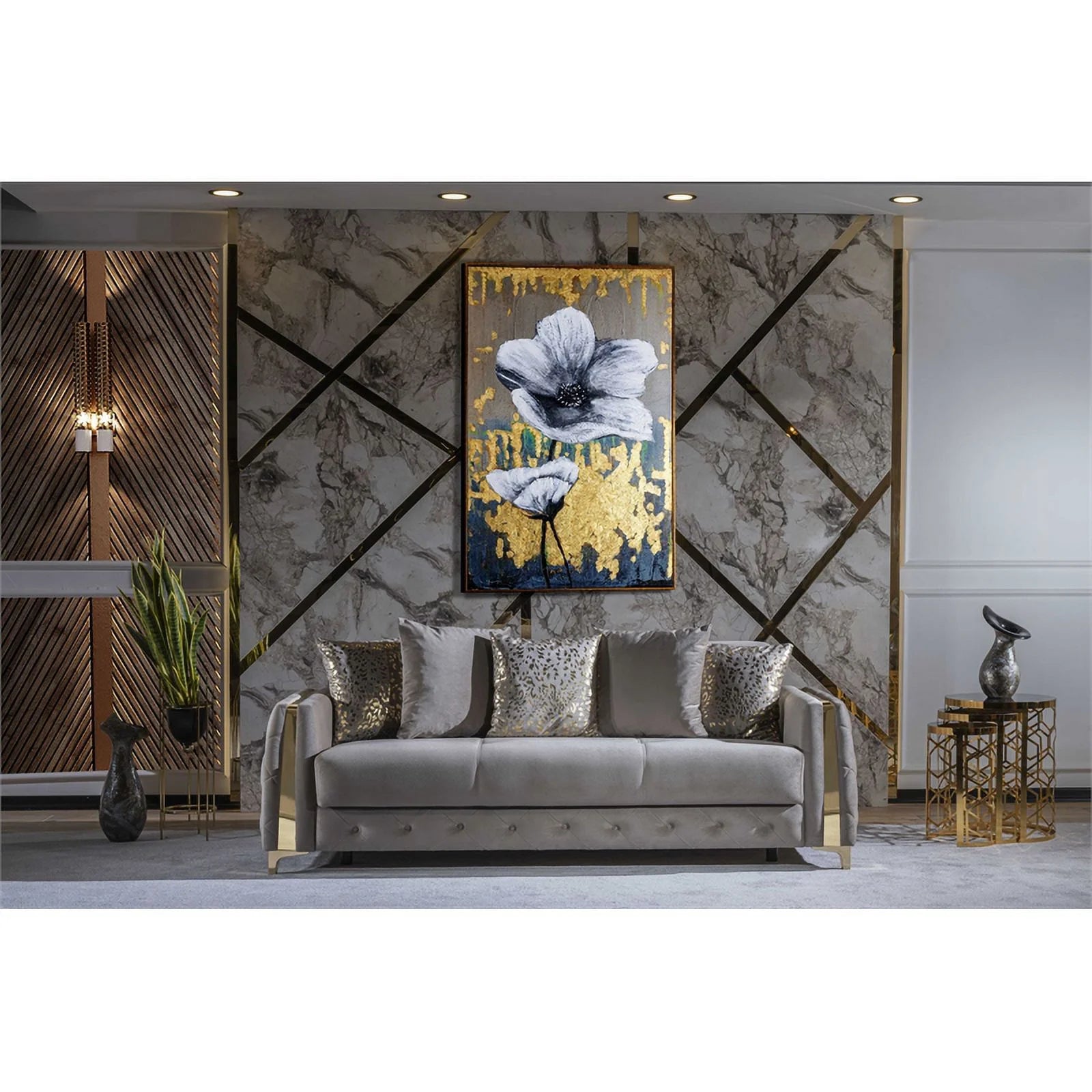 Modern 3PC Living Room Set in Taupe I4923