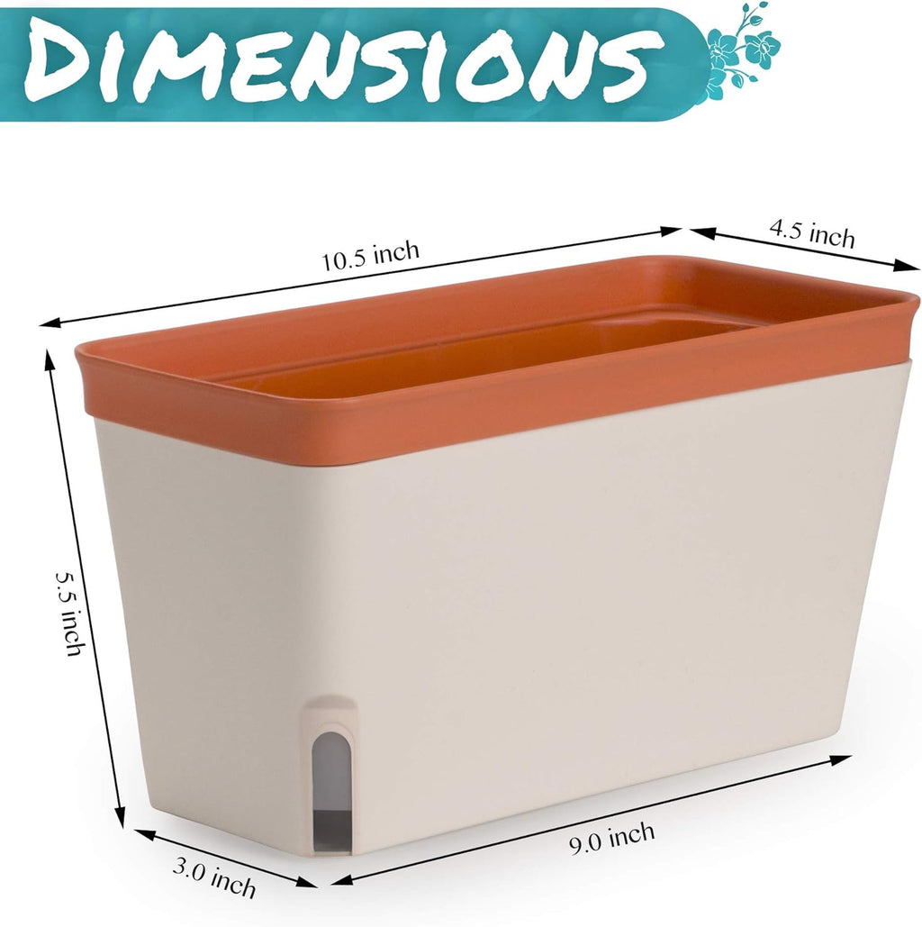 Self-Watering Rectangular Window Herb Planter Box Set of 3 V695