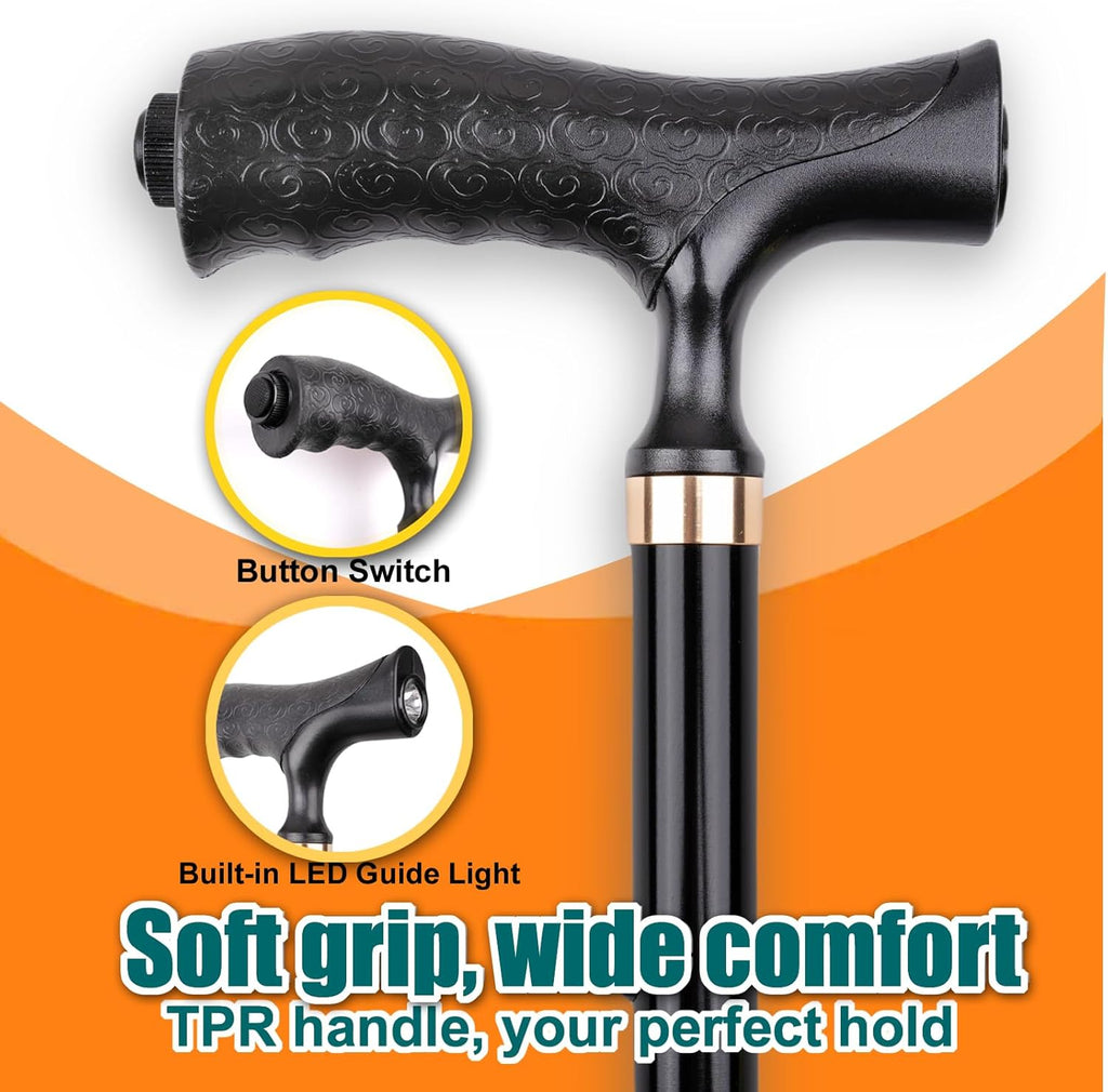 Foldable Lightweight Walking Cane with Light R362294