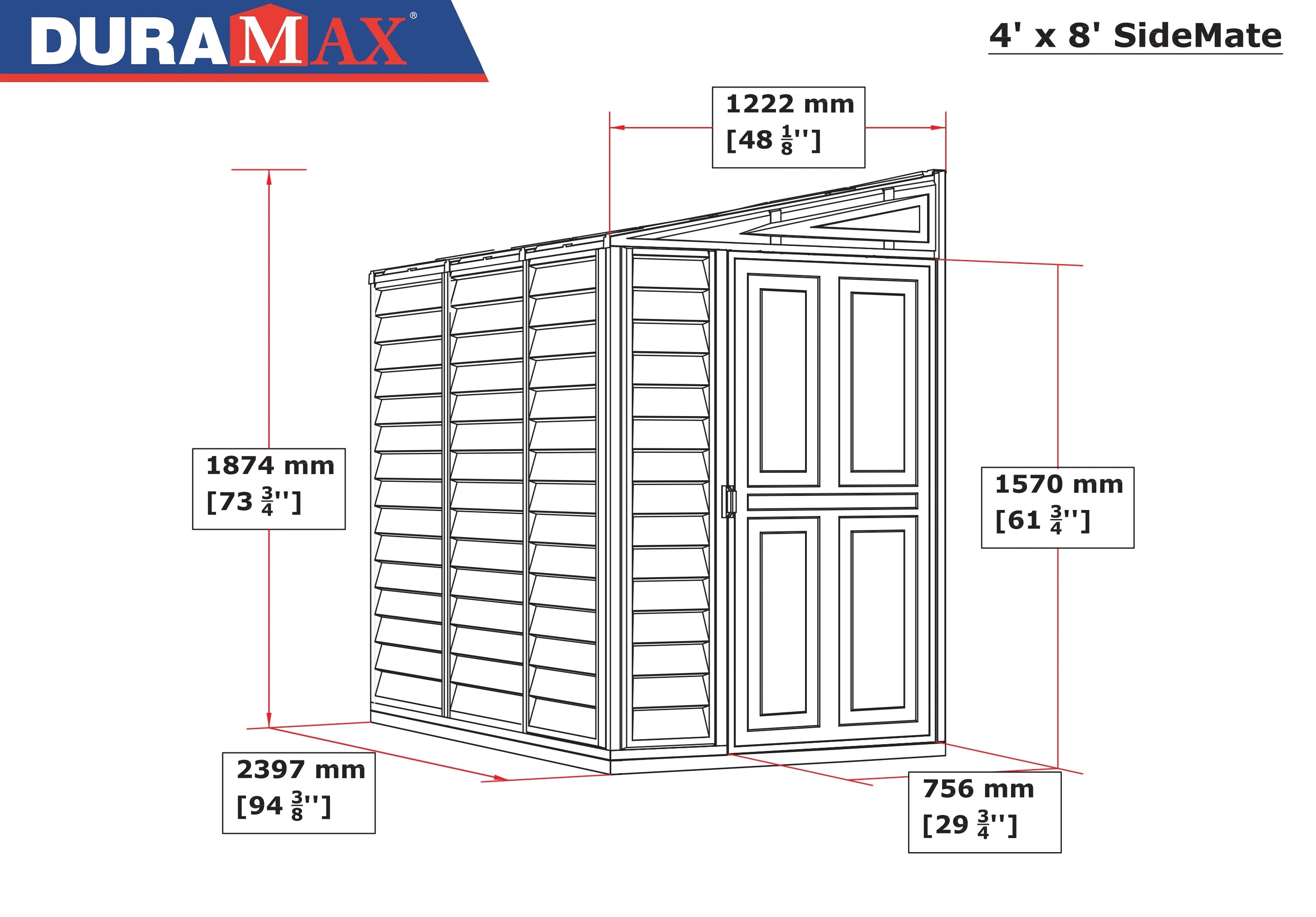 4ft x 8ft Vinyl Resin Outdoor Storage Shed Z9202